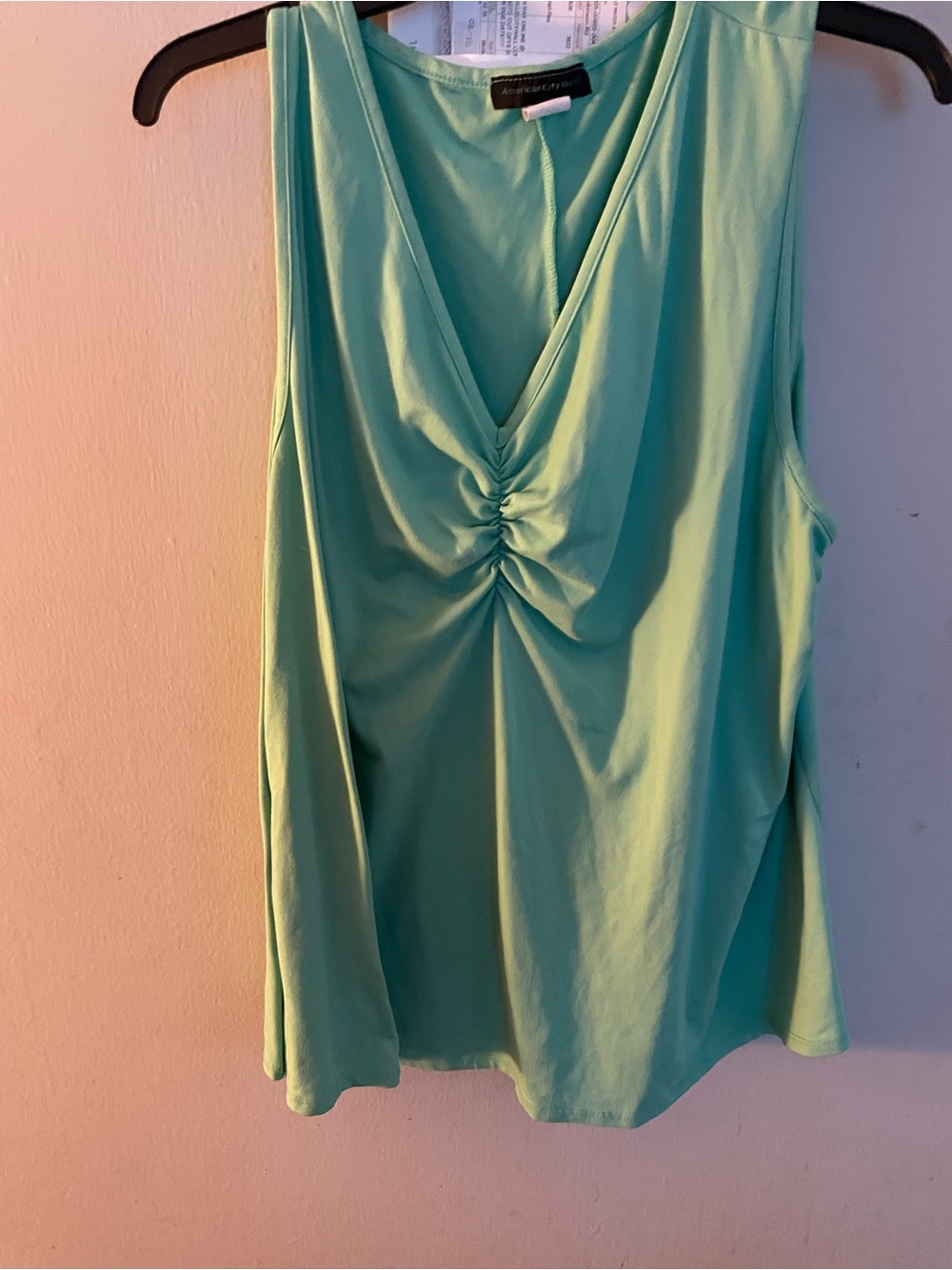 American City Wear Mint Green Sleeveless V-Neck Twist Front Tank